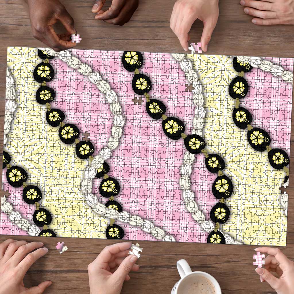 Pink Palaka Hawaii Puzzle Kukui Nut Pikake Lei Hawaiian Tapa Pattern - Polynesian Pride