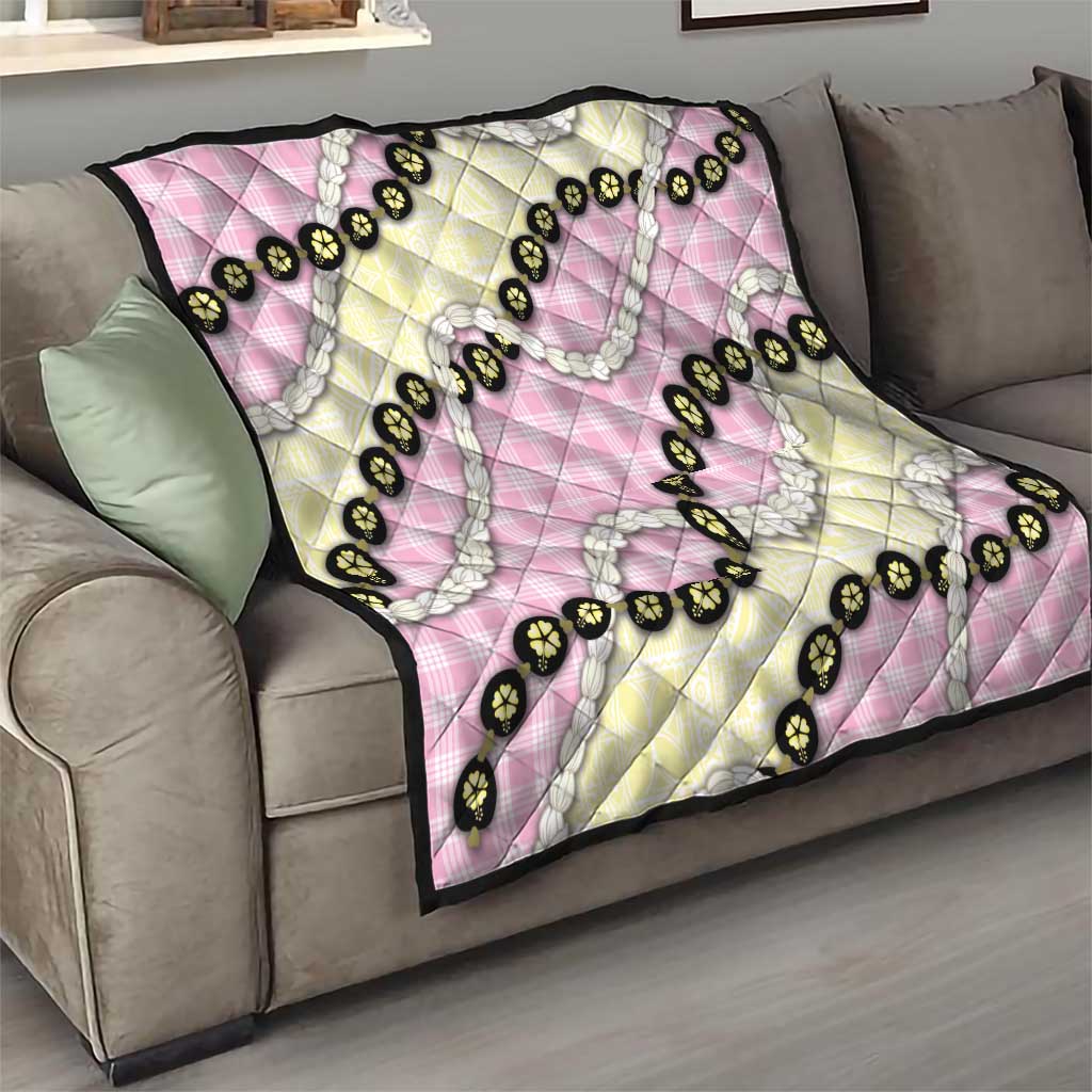 Pink Palaka Hawaii Quilt Kukui Nut Pikake Lei Hawaiian Tapa Pattern - Polynesian Pride