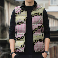 Pink Palaka Hawaii Sleeveless Puffer Jacket Kukui Nut Pikake Lei Hawaiian Tapa Pattern - Polynesian Pride