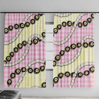 Pink Palaka Hawaii Window Curtain Kukui Nut Pikake Lei Hawaiian Tapa Pattern - Polynesian Pride