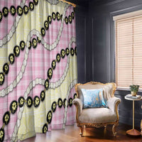 Pink Palaka Hawaii Window Curtain Kukui Nut Pikake Lei Hawaiian Tapa Pattern - Polynesian Pride