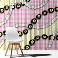 Pink Palaka Hawaii Window Curtain Kukui Nut Pikake Lei Hawaiian Tapa Pattern - Polynesian Pride