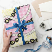 Pink Palaka Hawaii Wrapping Paper Kukui Nut Pikake Lei Hawaiian Tapa Pattern - Polynesian Pride