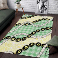 Green Palaka Hawaii Area Rug Kukui Nut Pikake Lei Hawaiian Tapa Pattern - Polynesian Pride