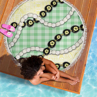 Green Palaka Hawaii Beach Blanket Kukui Nut Pikake Lei Hawaiian Tapa Pattern - Polynesian Pride