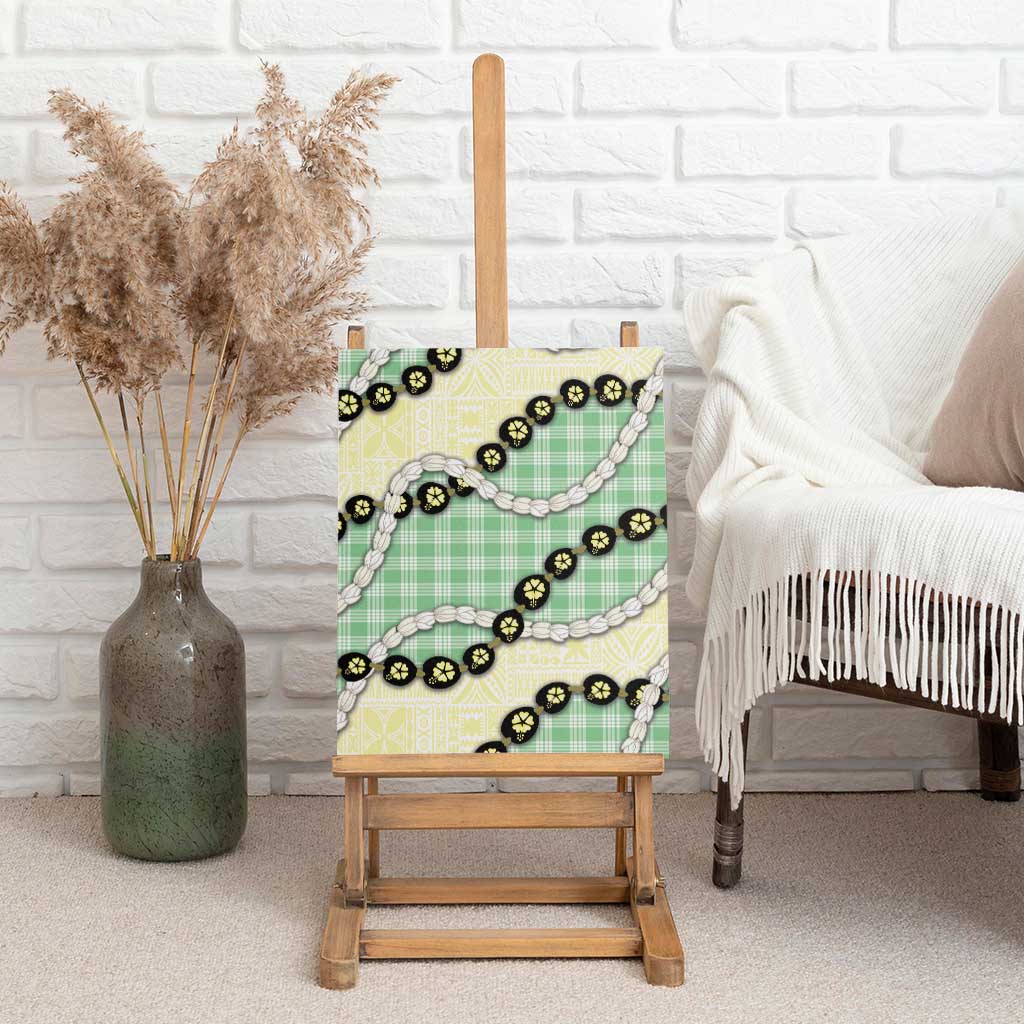 Green Palaka Hawaii Canvas Wall Art Kukui Nut Pikake Lei Hawaiian Tapa Pattern - Polynesian Pride