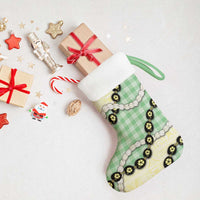 Green Palaka Hawaii Christmas Stocking Kukui Nut Pikake Lei Hawaiian Tapa Pattern - Polynesian Pride