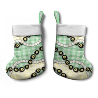 Green Palaka Hawaii Christmas Stocking Kukui Nut Pikake Lei Hawaiian Tapa Pattern - Polynesian Pride