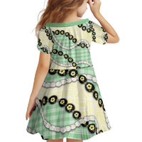 Green Palaka Hawaii Family Matching Off The Shoulder Long Sleeve Dress and Hawaiian Shirt Kukui Nut Pikake Lei Hawaiian Tapa Pattern - Polynesian Pride