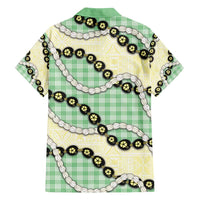 Green Palaka Hawaii Family Matching Summer Maxi Dress and Hawaiian Shirt Kukui Nut Pikake Lei Hawaiian Tapa Pattern - Polynesian Pride