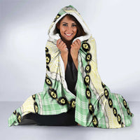 Green Palaka Hawaii Hooded Blanket Kukui Nut Pikake Lei Hawaiian Tapa Pattern - Polynesian Pride