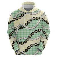 Green Palaka Hawaii Hoodie Kukui Nut Pikake Lei Hawaiian Tapa Pattern - Polynesian Pride