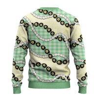 Green Palaka Hawaii Ugly Christmas Sweater Kukui Nut Pikake Lei Hawaiian Tapa Pattern - Polynesian Pride