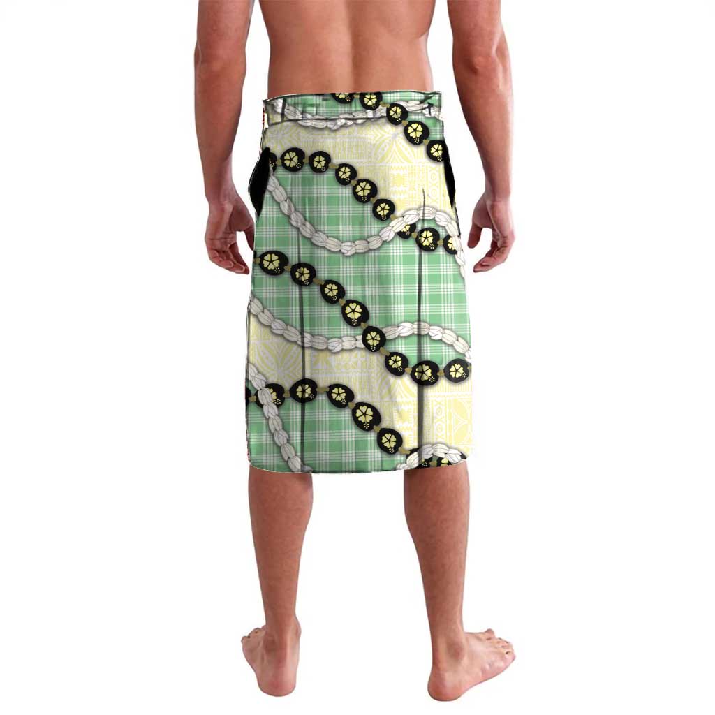 Green Palaka Hawaii Lavalava Kukui Nut Pikake Lei Hawaiian Tapa Pattern - Polynesian Pride