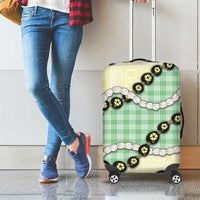 Green Palaka Hawaii Luggage Cover Kukui Nut Pikake Lei Hawaiian Tapa Pattern - Polynesian Pride