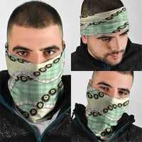 Green Palaka Hawaii Neck Gaiter Kukui Nut Pikake Lei Hawaiian Tapa Pattern - Polynesian Pride