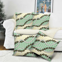 Green Palaka Hawaii Pillow Cover Kukui Nut Pikake Lei Hawaiian Tapa Pattern - Polynesian Pride