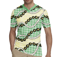 Green Palaka Hawaii Rugby Jersey Kukui Nut Pikake Lei Hawaiian Tapa Pattern - Polynesian Pride