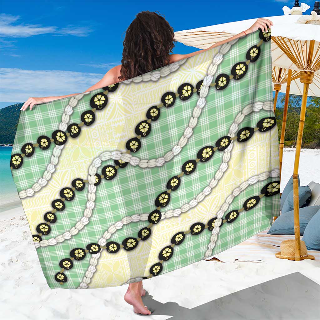 Green Palaka Hawaii Sarong Kukui Nut Pikake Lei Hawaiian Tapa Pattern - Polynesian Pride