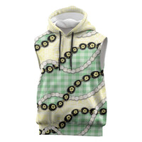 Green Palaka Hawaii Sleeveless Hoodie Kukui Nut Pikake Lei Hawaiian Tapa Pattern - Polynesian Pride