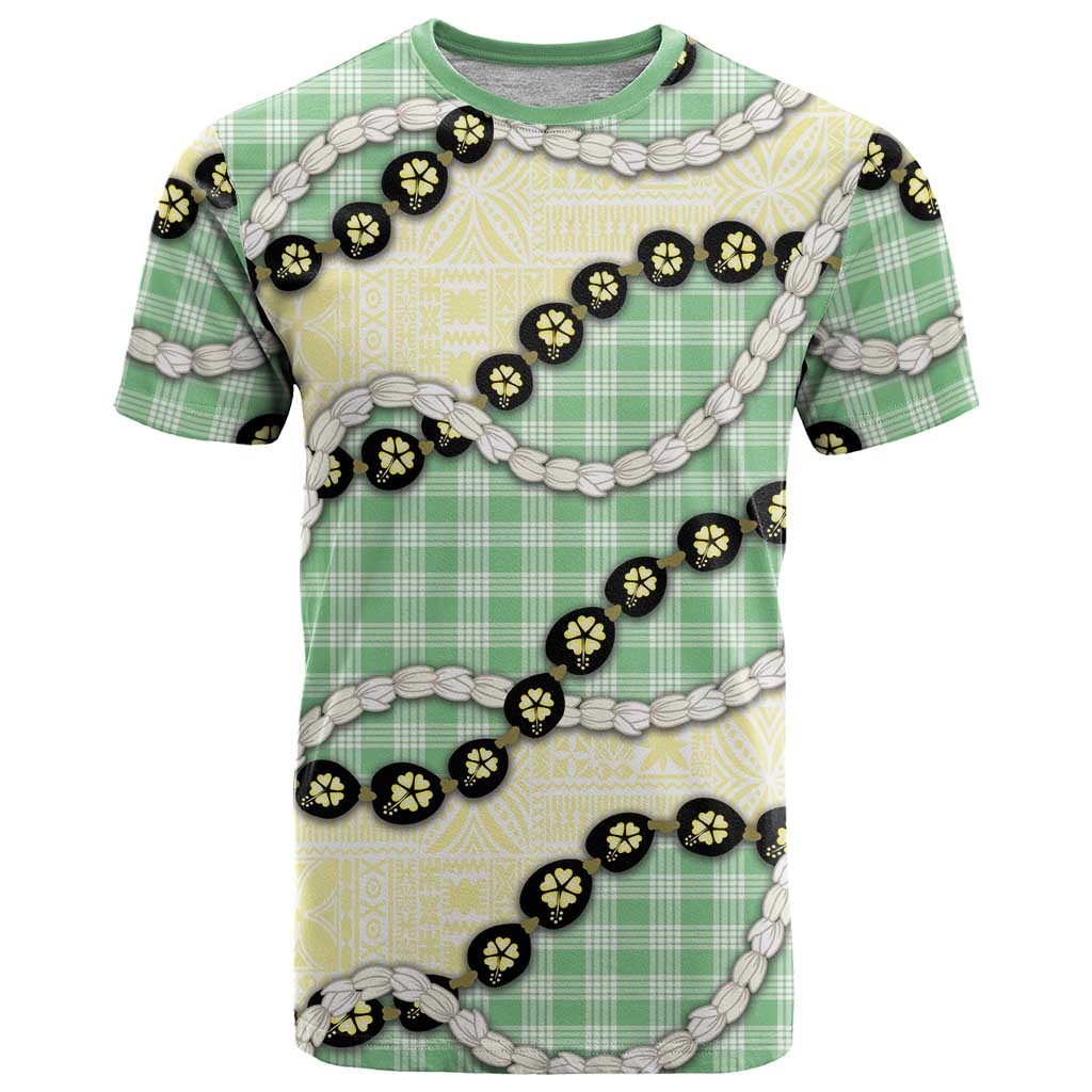 Green Palaka Hawaii T Shirt Kukui Nut Pikake Lei Hawaiian Tapa Pattern - Polynesian Pride
