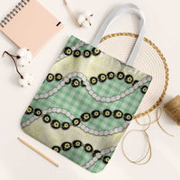 Green Palaka Hawaii Tote Bag Kukui Nut Pikake Lei Hawaiian Tapa Pattern - Polynesian Pride