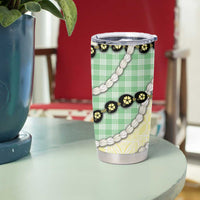 Green Palaka Hawaii Tumbler Cup Kukui Nut Pikake Lei Hawaiian Tapa Pattern - Polynesian Pride