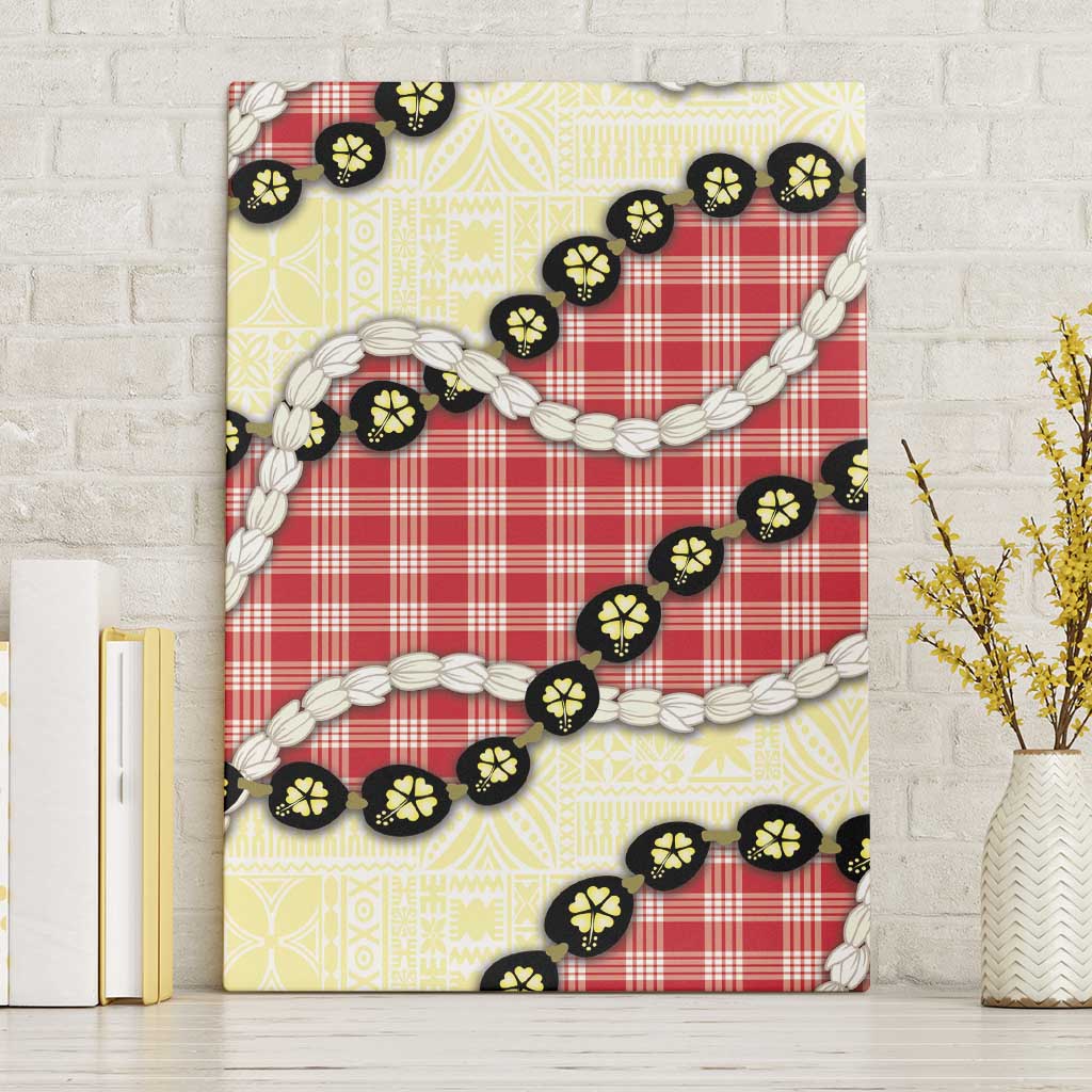 Red Palaka Hawaii Canvas Wall Art Kukui Nut Pikake Lei Hawaiian Tapa Pattern LT14 Without Frame Red - Polynesian Pride