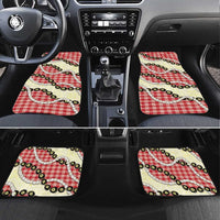 Red Palaka Hawaii Car Mats Kukui Nut Pikake Lei Hawaiian Tapa Pattern - Polynesian Pride