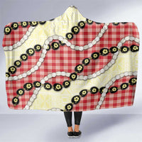 Red Palaka Hawaii Hooded Blanket Kukui Nut Pikake Lei Hawaiian Tapa Pattern - Polynesian Pride