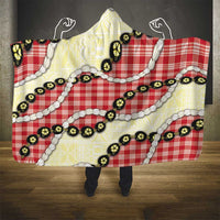 Red Palaka Hawaii Hooded Blanket Kukui Nut Pikake Lei Hawaiian Tapa Pattern - Polynesian Pride