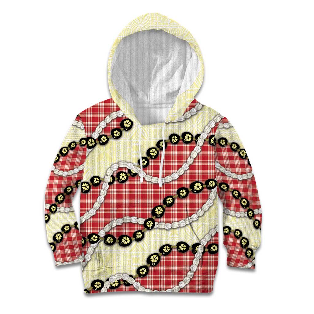 Red Palaka Hawaii Kid Hoodie Kukui Nut Pikake Lei Hawaiian Tapa Pattern LT14 Hoodie Red - Polynesian Pride