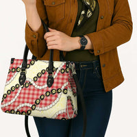 Red Palaka Hawaii Leather Bag Kukui Nut Pikake Lei Hawaiian Tapa Pattern - Polynesian Pride