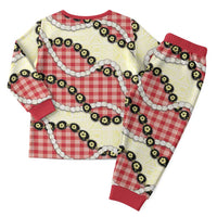 Red Palaka Hawaii Christmas Pajama Set Kukui Nut Pikake Lei Hawaiian Tapa Pattern - Polynesian Pride