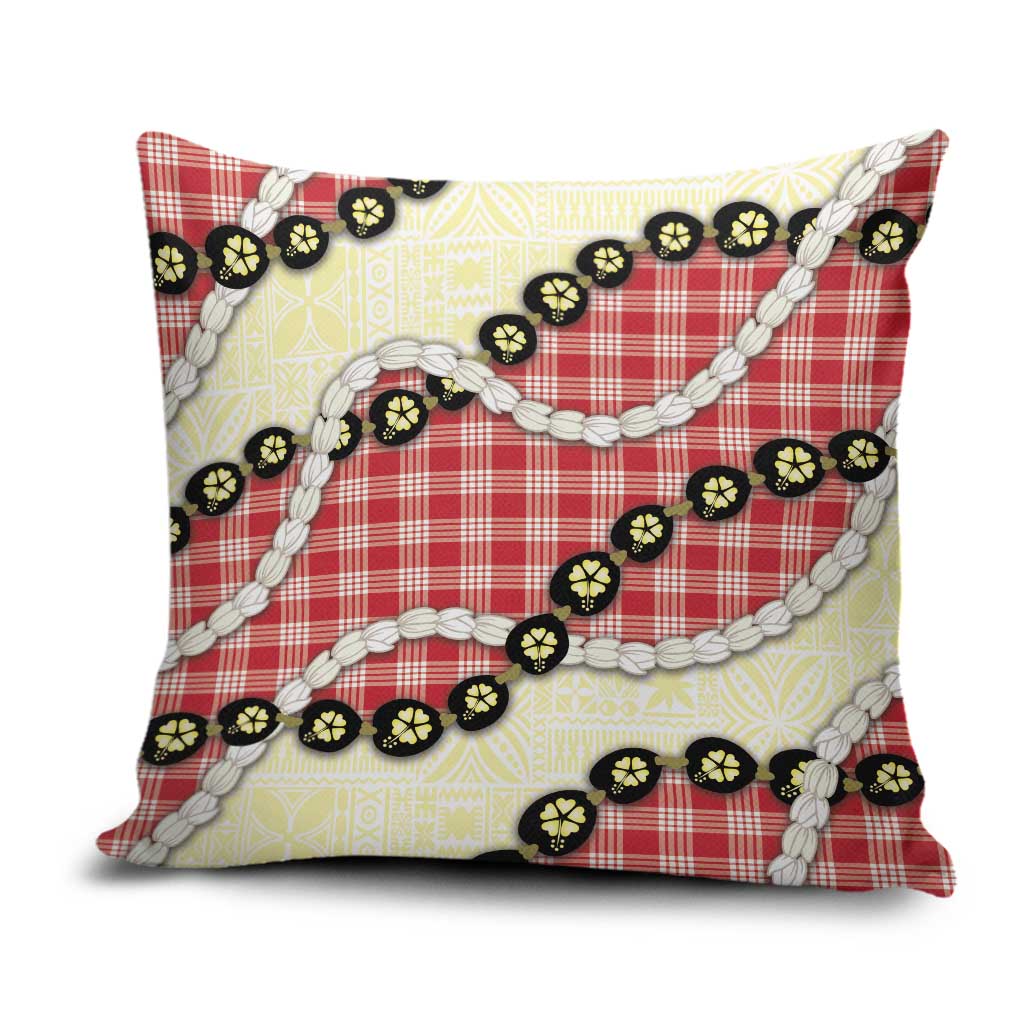 Red Palaka Hawaii Pillow Cover Kukui Nut Pikake Lei Hawaiian Tapa Pattern - Polynesian Pride
