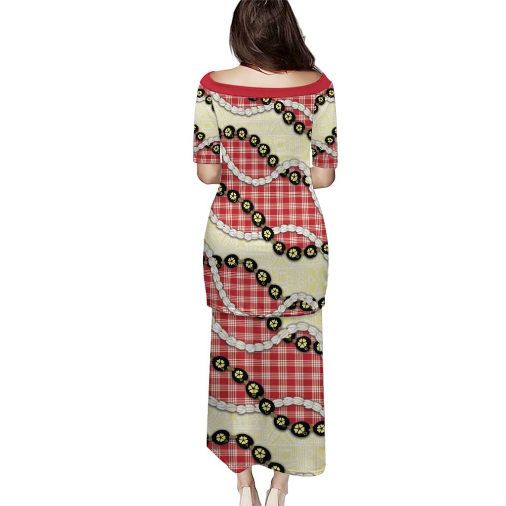 Red Palaka Hawaii Puletasi Kukui Nut Pikake Lei Hawaiian Tapa Pattern - Polynesian Pride