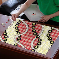 Red Palaka Hawaii Puzzle Kukui Nut Pikake Lei Hawaiian Tapa Pattern - Polynesian Pride