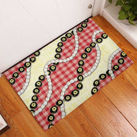 Red Palaka Hawaii Rubber Doormat Kukui Nut Pikake Lei Hawaiian Tapa Pattern - Polynesian Pride