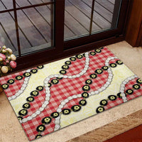 Red Palaka Hawaii Rubber Doormat Kukui Nut Pikake Lei Hawaiian Tapa Pattern - Polynesian Pride