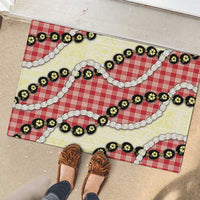 Red Palaka Hawaii Rubber Doormat Kukui Nut Pikake Lei Hawaiian Tapa Pattern - Polynesian Pride