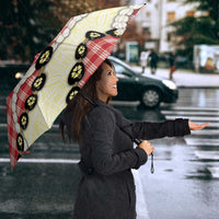 Red Palaka Hawaii Umbrella Kukui Nut Pikake Lei Hawaiian Tapa Pattern - Polynesian Pride