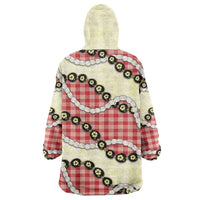 Red Palaka Hawaii Wearable Blanket Hoodie Kukui Nut Pikake Lei Hawaiian Tapa Pattern - Polynesian Pride