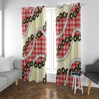 Red Palaka Hawaii Window Curtain Kukui Nut Pikake Lei Hawaiian Tapa Pattern - Polynesian Pride