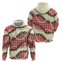 Red Palaka Hawaii Zip Hoodie Kukui Nut Pikake Lei Hawaiian Tapa Pattern - Polynesian Pride