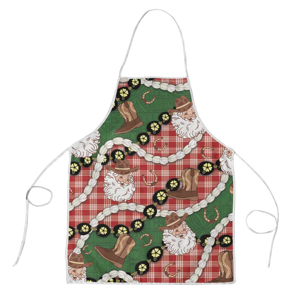 Cowboy Hawaii Mele Kalikimaka Apron Paniolo Kukui Nut Pikake Lei Red Version - Polynesian Pride