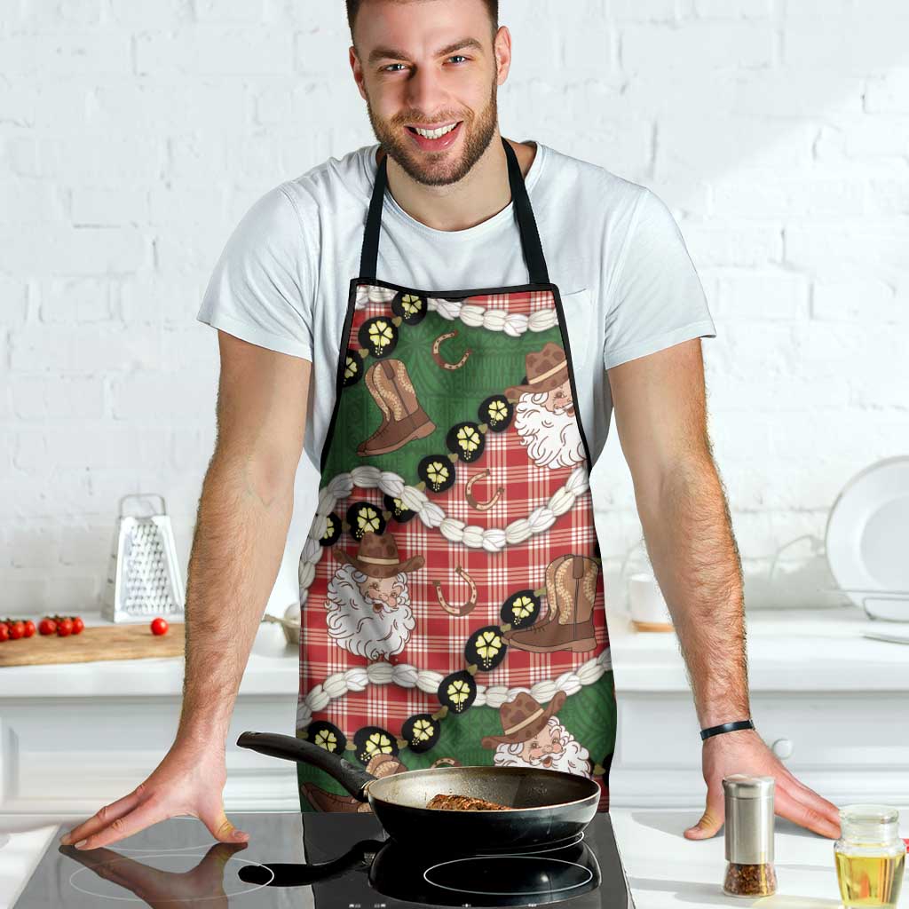 Cowboy Hawaii Mele Kalikimaka Apron Paniolo Kukui Nut Pikake Lei Red Version - Polynesian Pride