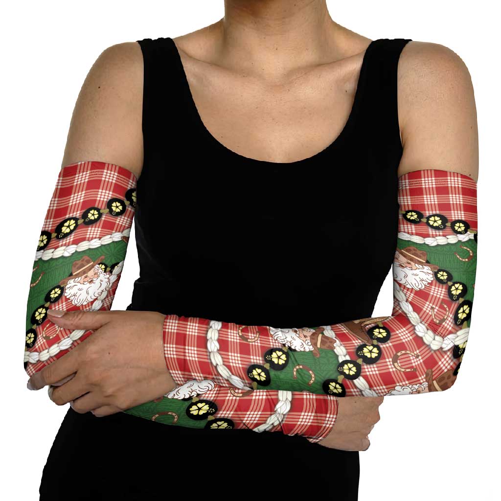 Cowboy Hawaii Mele Kalikimaka Arm Sleeves Paniolo Kukui Nut Pikake Lei Red Version - Polynesian Pride