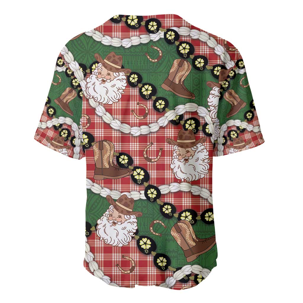 Cowboy Hawaii Mele Kalikimaka Baseball Jersey Paniolo Kukui Nut Pikake Lei Red Version - Polynesian Pride