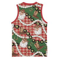 Cowboy Hawaii Mele Kalikimaka Basketball Jersey Paniolo Kukui Nut Pikake Lei Red Version - Polynesian Pride