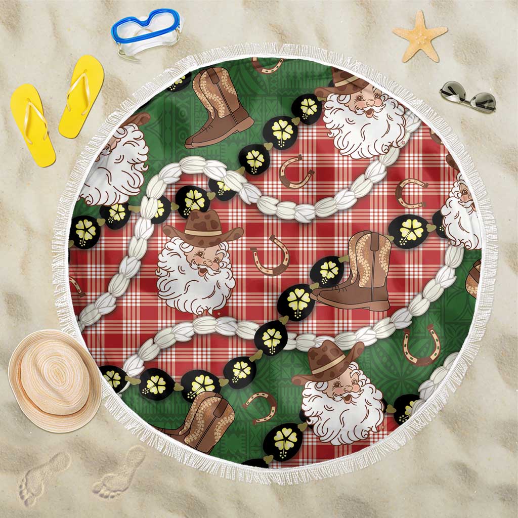 Cowboy Hawaii Mele Kalikimaka Beach Blanket Paniolo Kukui Nut Pikake Lei Red Version - Polynesian Pride